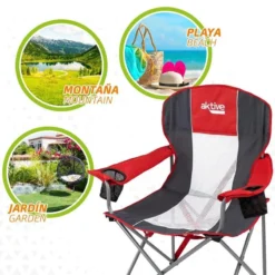 AKTIVE - Chaise De Camping XL Avec Porte-Gobelet -Quechua Magasin aktive chaise de camping xl avec porte gobelet 4