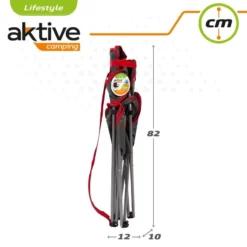 AKTIVE - Chaise Pliante Camping 64,50x49,50x82 Cm, Gris Foncé Et Rouge -Quechua Magasin aktive chaise pliante camping 6450x4950x82 cm gris fonce et rouge 6