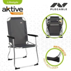 AKTIVE - Chaise Pliante Camping Fixe En Aluminium 54 X 57 X 91 Cm, Gris -Quechua Magasin aktive chaise pliante camping fixe en aluminium 54 x 57 x 91 cm gris 2