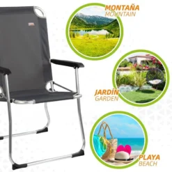 AKTIVE - Chaise Pliante Camping Fixe En Aluminium 54 X 57 X 91 Cm, Gris -Quechua Magasin aktive chaise pliante camping fixe en aluminium 54 x 57 x 91 cm gris 4
