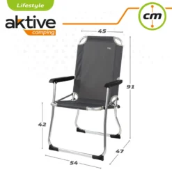 AKTIVE - Chaise Pliante Camping Fixe En Aluminium 54 X 57 X 91 Cm, Gris -Quechua Magasin aktive chaise pliante camping fixe en aluminium 54 x 57 x 91 cm gris 5