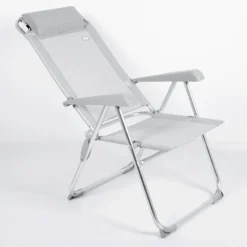 AKTIVE - Chaise Pliante Haute Avec Dossier Haut Réglable 5 Positions, Gris -Quechua Magasin aktive chaise pliante haute avec dossier haut reglable 5 positions gris 2