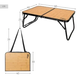 AKTIVE - Table De Camping Pliante Effet Bambou, 60x40x25 Cm -Quechua Magasin aktive table de camping pliante effet bambou 60x40x25 cm 3