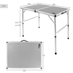 AKTIVE - Table De Camping Pliante, Réglable En 2 Hauteurs, 90x60x40/70 Cm, Gris 10 AKTIVE - Table De Camping Pliante, Réglable En 2 Hauteurs, 90x60x40/70 Cm, Gris -Quechua Magasin aktive table de camping pliante reglable en 2 hauteurs 90x60x4070 cm gris 3