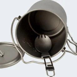 Batterie De Cuisine De Camping Set | Casseroles + Fourchette/Cuillère | Titane -Quechua Magasin batterie de cuisine de camping set casseroles fourchettecuillere titane 2