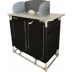 BAYASUN Meuble De Cuisine 4 Étagères Pieds Réglables Gris -Quechua Magasin bayasun meuble de cuisine 4 etageres pieds reglables gris 2