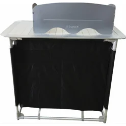 BAYASUN Meuble De Cuisine 4 Étagères Pieds Réglables Gris -Quechua Magasin bayasun meuble de cuisine 4 etageres pieds reglables gris 4