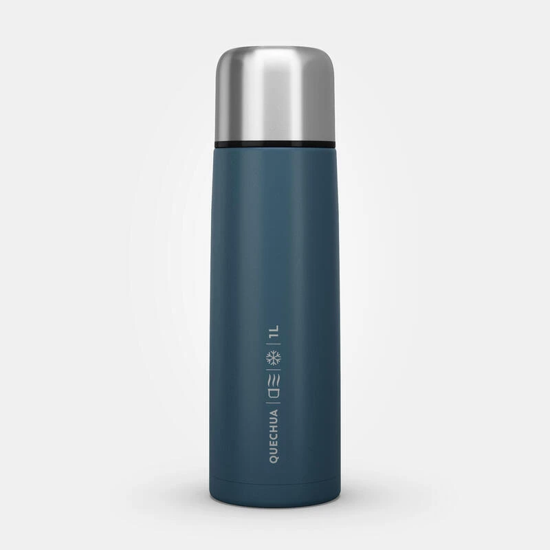 Quechua Bouteille Isotherme Inox 1L Avec Gobelet Pour La Randonnée - Bleu 9 Quechua Bouteille Isotherme Inox 1L Avec Gobelet Pour La Randonnée - Bleu – Image 9