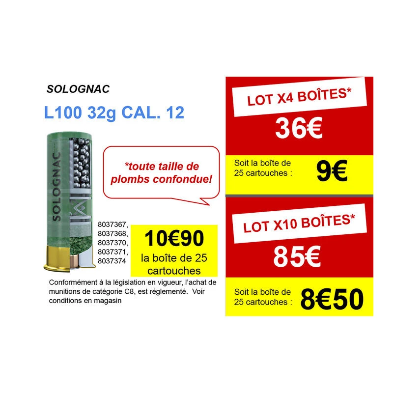 CARTOUCHE L100 32g CALIBRE 12/70 PLOMB N°6 X25 2 CARTOUCHE L100 32g CALIBRE 12/70 PLOMB N°6 X25 – Image 2