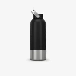 Quechua Gourde Inox 1L Avec Bouchon à Vis Pour La Randonnée - Noir