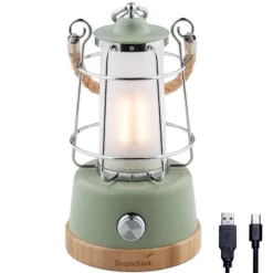 Quechua Magasin 27 Lampe Lanterne De Camping LED Kiruna - Rechargeable - USB - Bambou - Style Rétro