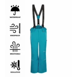 TROLLKIDS Pantalon De Ski Pour Enfants Slim Holmenkollen Imperméable Vert Sarcelle -Quechua Magasin pantalon de ski pour enfants slim holmenkollen impermeable vert sarcelle 2