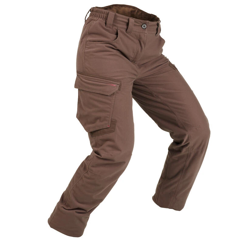 PANTALON FEMME CHASSE CHAUD IMPERMÉABLE MARRON 500 2 PANTALON FEMME CHASSE CHAUD IMPERMÉABLE MARRON 500 – Image 2