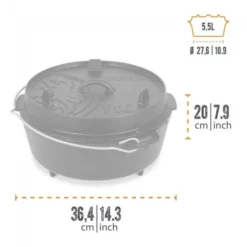 Petromax Dutch Oven FT6-6QT (avec Pieds) Ensemble - Poêle + Conditionneur + -Quechua Magasin petromax dutch oven ft6 6qt avec pieds ensemble poele conditionneur 2