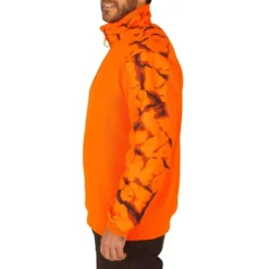 Pull Chasse Renfort Orange Fluo 500 -Quechua Magasin pull chasse renfort orange fluo 500 3