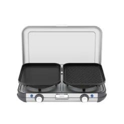 Campingaz Réchaud De Camping à Gaz 2 Feux Camp & Grill - Plancha, Grill Et Wok -Quechua Magasin rechaud de camping a gaz 2 feux camp and grill plancha grill et wok 3