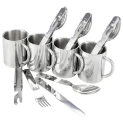 Set De Couverts De Camping & Tasse Thermique Inox | 4 Personnes