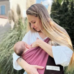 Sling - La Petite Echarpe Sans Nœud - Rosé, Pecan, Anneaux Or Rose (réversible) -Quechua Magasin sling la petite echarpe sans noeud rose pecan anneaux or rose reversible 2