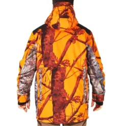 VESTE CHASSE IMPERMÉABLE CHAUDE SILENCIEUSE CAMO FLUO POSTE 500 -Quechua Magasin veste chasse impermeable chaude silencieuse camo fluo poste 500 2
