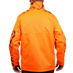 VESTE CHASSE RESISTANTE IMPERMEABLE ORANGE FLUO SUPERTRACK 100 -Quechua Magasin veste chasse resistante impermeable orange fluo supertrack 100 4