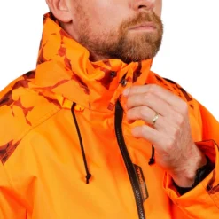 VESTE CHASSE RESISTANTE IMPERMEABLE ORANGE FLUO SUPERTRACK 100 -Quechua Magasin veste chasse resistante impermeable orange fluo supertrack 100 8