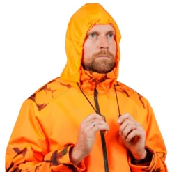 VESTE CHASSE RESISTANTE IMPERMEABLE ORANGE FLUO SUPERTRACK 100 -Quechua Magasin veste chasse resistante impermeable orange fluo supertrack 100 9