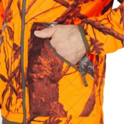 VESTE CHASSE REVERSIBLE SILENCIEUSE CAMOUFLAGE/CAMOUFLAGE FLUO -Quechua Magasin veste chasse reversible silencieuse camouflagecamouflage fluo 5