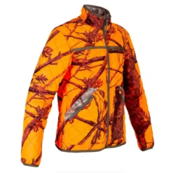VESTE CHASSE REVERSIBLE SILENCIEUSE CAMOUFLAGE/CAMOUFLAGE FLUO -Quechua Magasin veste chasse reversible silencieuse camouflagecamouflage fluo 8