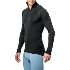 Woolpower Merino Base Layer Zip Turtleneck LITE - Noir -Quechua Magasin woolpower merino base layer zip turtleneck lite noir 3