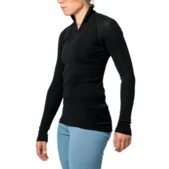 Woolpower Merino Base Layer Zip Turtleneck LITE - Noir -Quechua Magasin woolpower merino base layer zip turtleneck lite noir 5